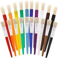 HAOFENG 10PCS Kids Pig Bristle Oil Artist Paint Brush for Children Acrylic/Watercolor/Gouache/Oil Painting Flat and Round