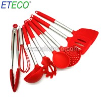 Amazon Hot Selling 8 PCS Baking Tools Stainless Steel Handle Silicone Kitchen Utensil Set